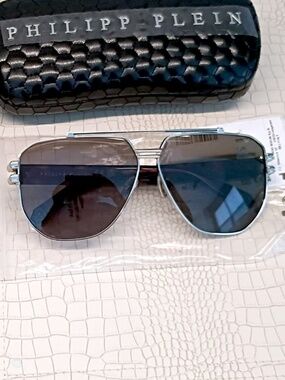 Philipp Plein SPP185 Sunglasses 0K07 - Palladium/black – Green  Eyewear